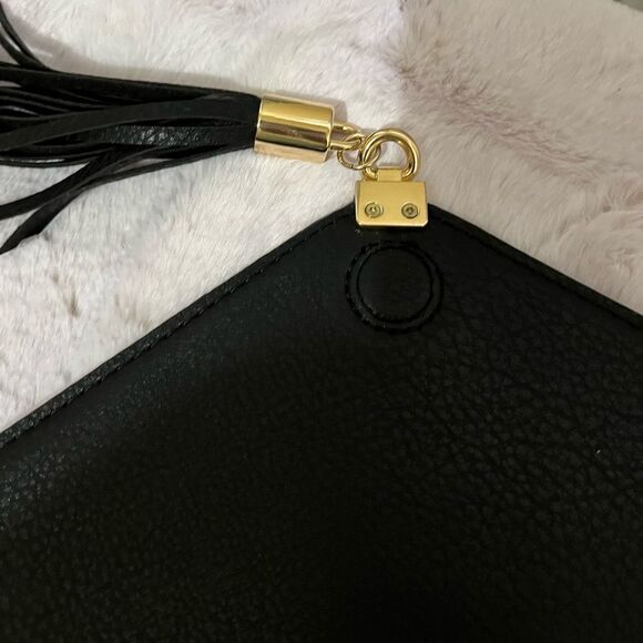 Big Buddha Envelope Tassel Clutch Black W Gold Hardware W Bonus Chain! - Picture 4 of 9